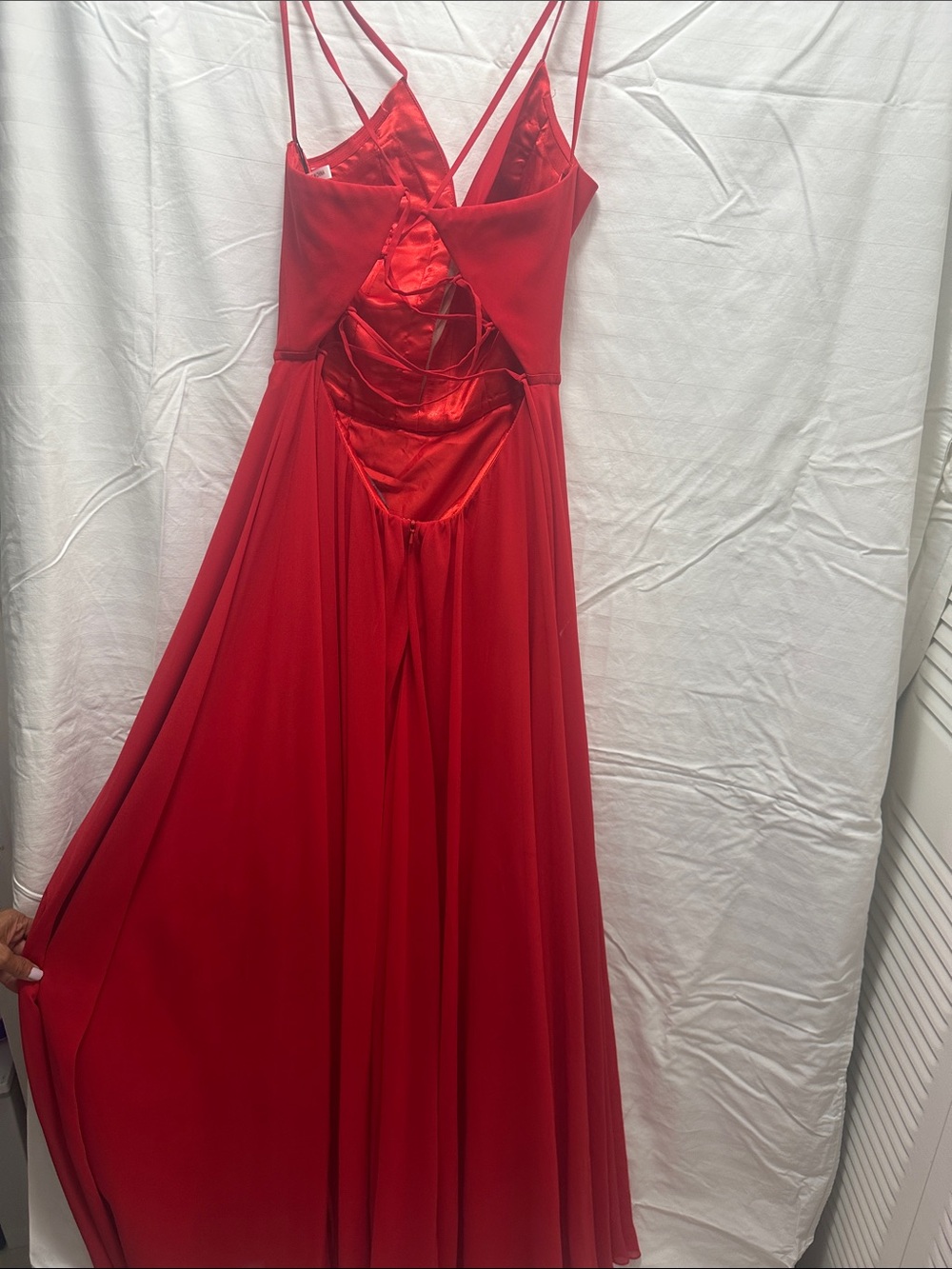 Faviana Red Spaghetti-Strap Maxi Dress - Picture 4 of 10